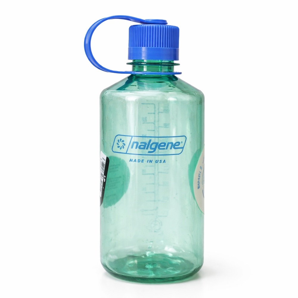 Nalgene Translucent Green Wide-Mouth Water Bottle with Blue Cap
